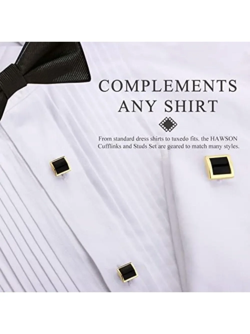 Elegant Cufflinks & Studs Set for Men - Gold/Silver Tone, Gift Boxed Jewelry